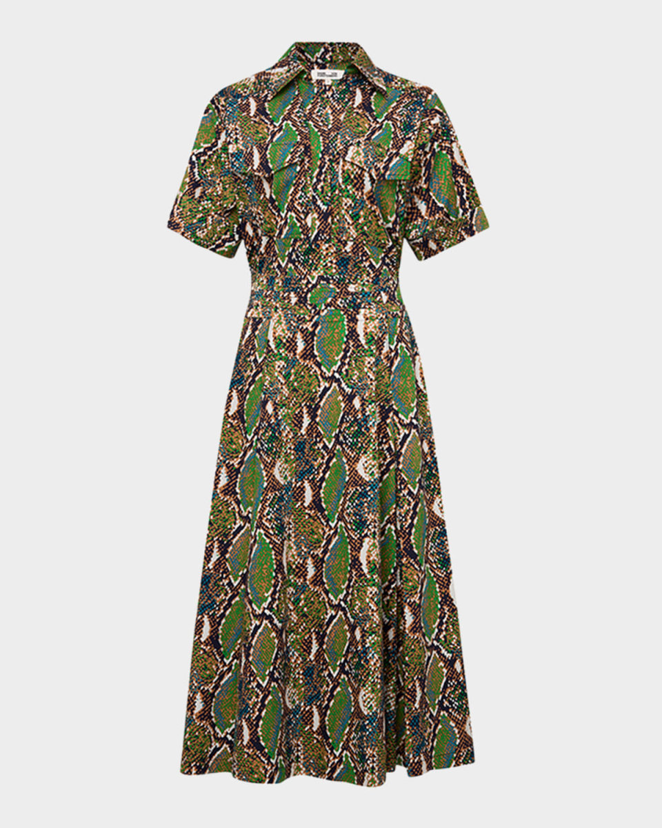 Hadara Snakeskin-Print Midi Shirtdress